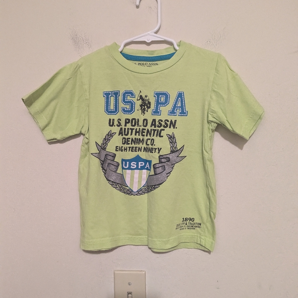 Us Polo Neon Green Short Sleeve Shirt Size 5/6